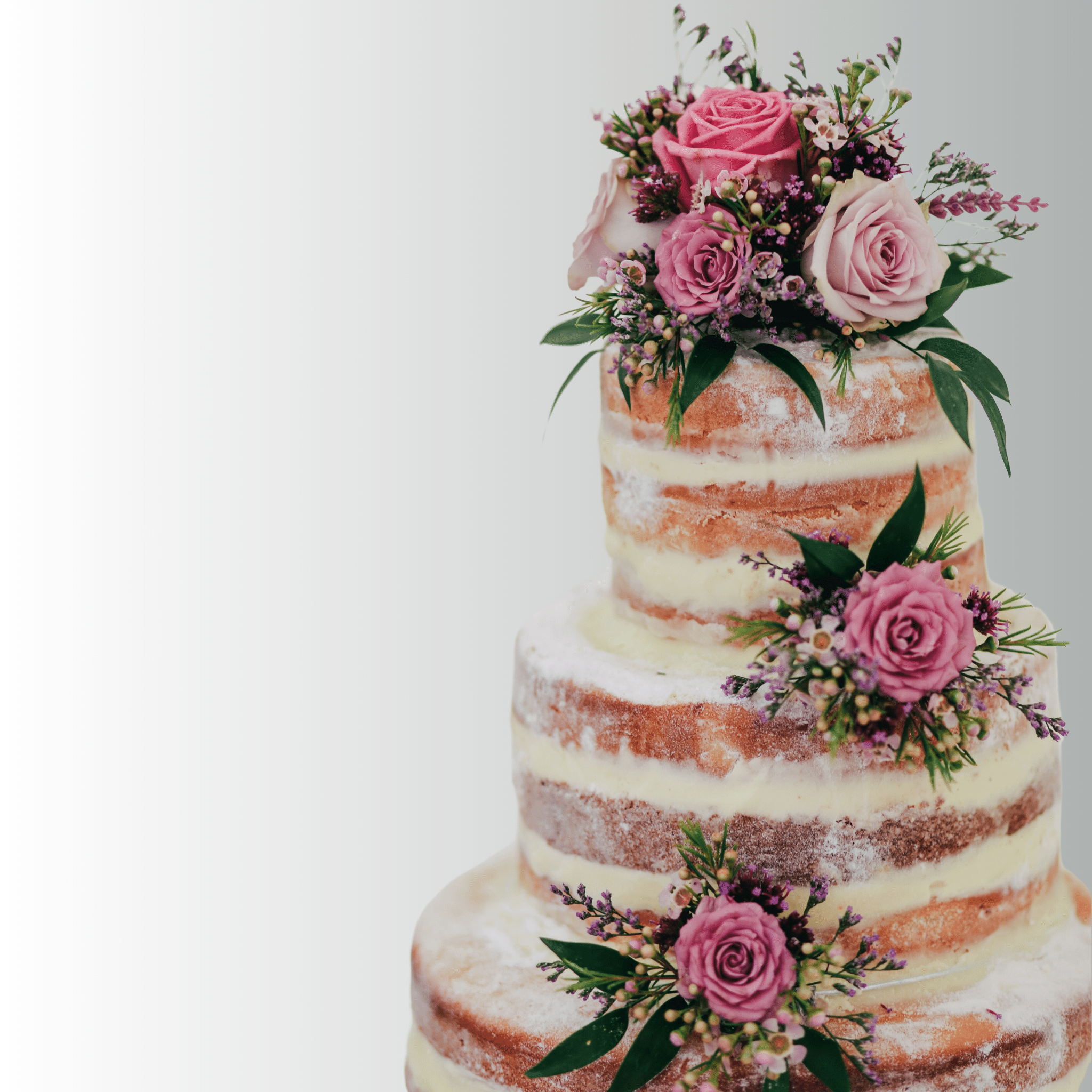 3-Tier Naked-Iced Wedding Cake (Serves 100) – Beardy Baker